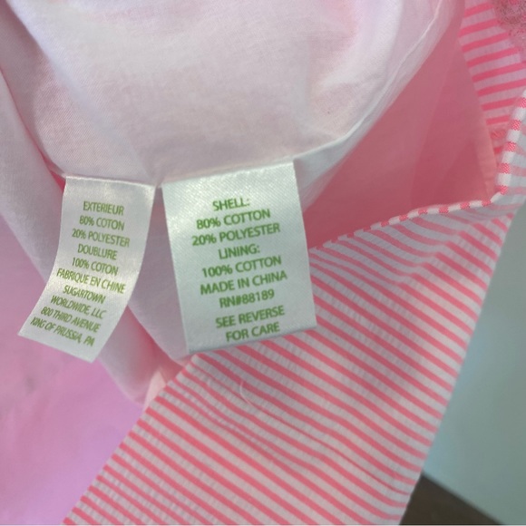 Lilly Pulitzer Pink & White Stripe Seersucker Dress With Ruffle Straps Size 4 - Picture 7 of 7